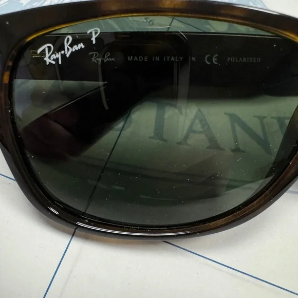 Ray-Ban POLARIZED RB 2132 New Wayfarer 58/18 Dark Tortoise Sunglasses ~Rare Size - Picture 5 of 11